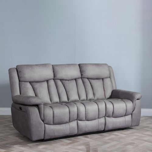 Dylan Grey Fabric 3 Seater Electric Recliner Sofa