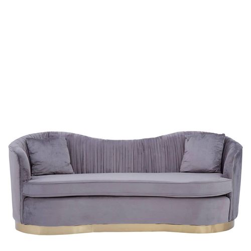 Franza Sofa - 3 Seater - Pleated Grey Velvet Fabric