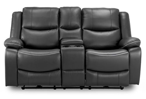 Harald Electric Recliner Sofa - Black Faux Leather - 2 Seater