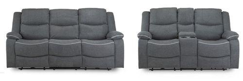 Harald Electric Recliner Sofa Set - Graphite Fabric - 3+2 Seater