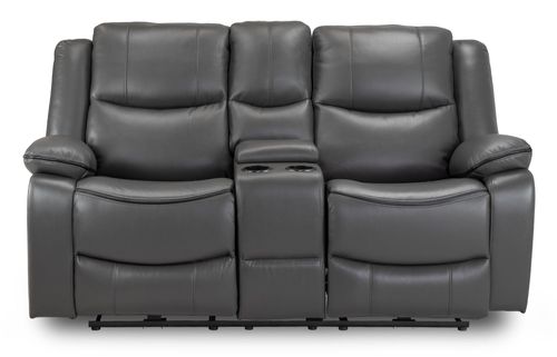 Harald Electric Recliner Sofa - Grey Faux Leather - 2 Seater