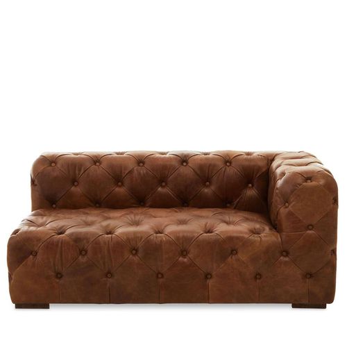 Hoxton Corner Sofa - Vintage Brown Tufted Leather - 2 Seater - LHF
