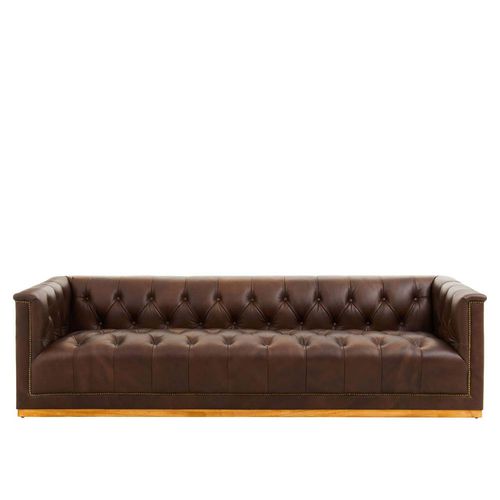King Sofa - 3 Seater - Brown Tufted Leather - Mexico