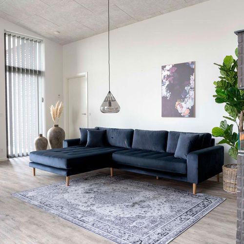 Lido Lounge Sofa - Blue - Fabric - Natural Legs - LHF