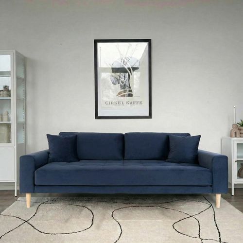 Lido Sofa - 3 Seater - Blue - Velvet Fabric