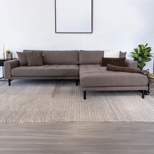 Lido Lounge Sofa - Brown - Fabric - Black Legs - RHF