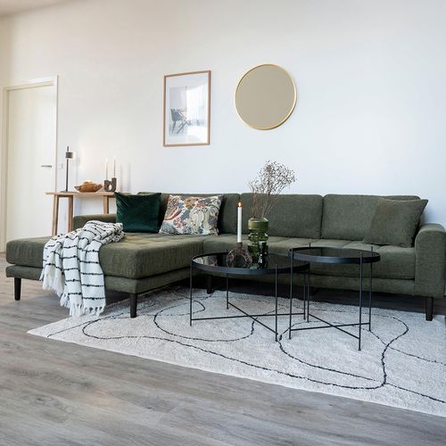 Lido Lounge Sofa - Stone - Fabric - Black Legs - RHF