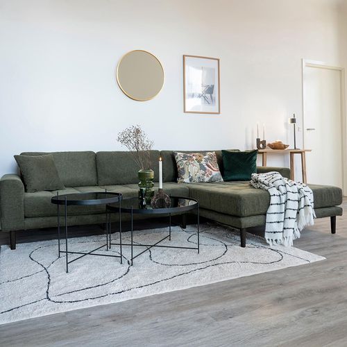 Lido Lounge Sofa - Olive Green - Fabric - Black Legs - RHF