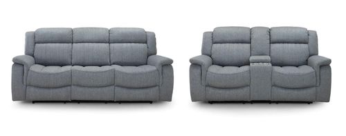Linden Recliner Sofa Set - Grey Fabric - 3+2 Seater