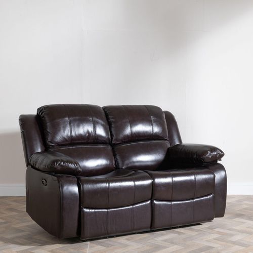 London Burgundy Leather 2 Seater Recliner Sofa