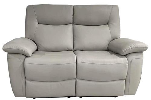 Lucia Recliner Sofa - Pearl Grey Leather - 2 Seater
