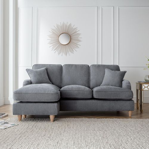 Manhattan Charcoal Fabric Chaise Corner Sofa - LHF