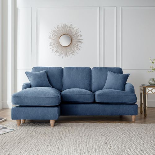 Manhattan Navy Fabric Chaise Corner Sofa - LHF