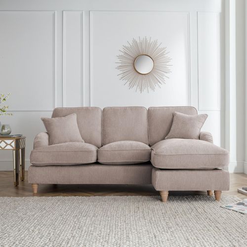 Manhattan Putty Fabric Chaise Corner Sofa - RHF