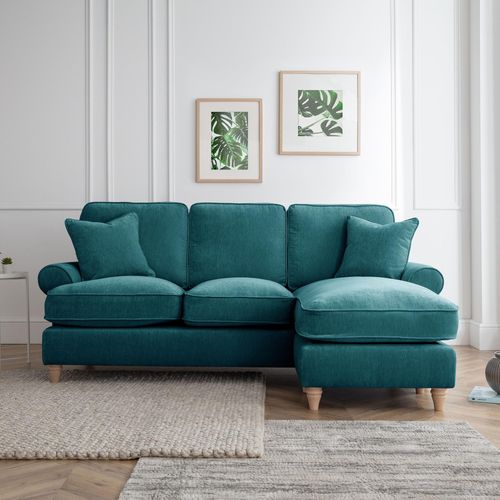 Marigot Emerald Fabric Chaise Corner Sofa - RHF