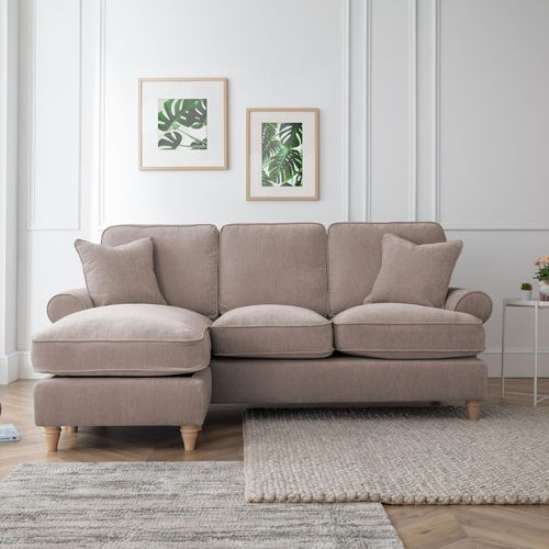 Marigot Putty Fabric Chaise Corner Sofa - LHF