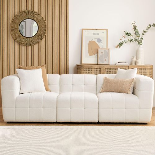 Milo 3 Seater Sofa - White Boucle Fabric