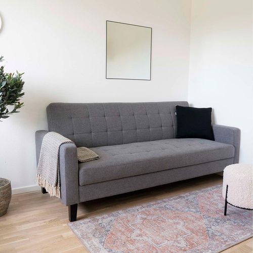 Milton Click Clack Sofa Bed - Dark Grey Fabric - Black Legs