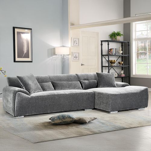 Modena Corner Sofa - Charcoal Fabric - RHF