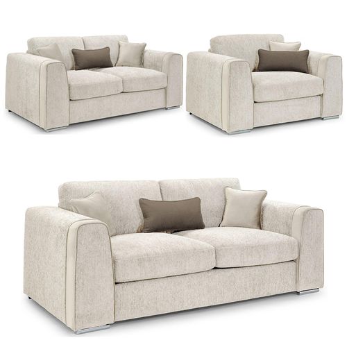 Naples Sofa Set - Beige Fabric - 3+2+1 Seater