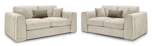 Naples Sofa Set - Beige Fabric - 3+2 Seater