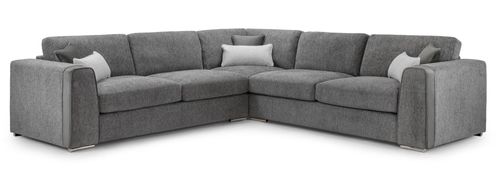 Naples Large Corner Sofa - Grey Fabric