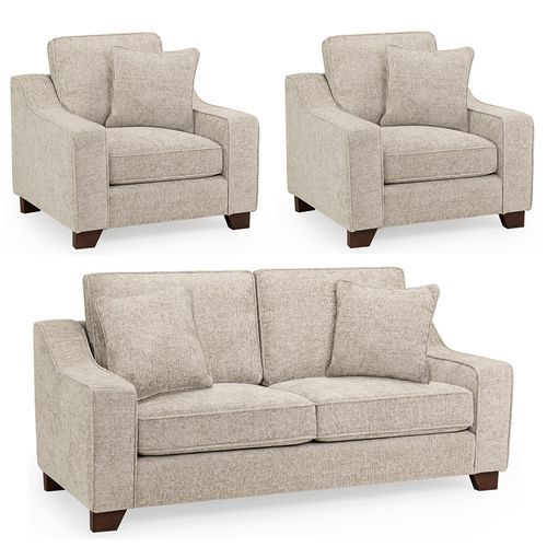 Nebraska Sofa Set - Beige Fabric - 3+1+1 Seater