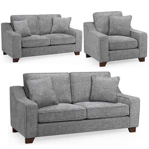 Nebraska Sofa Set - Slate Grey Fabric - 3+2+1 Seater