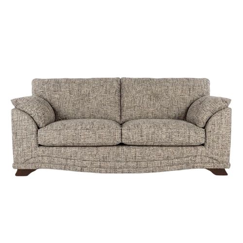 Nicole Fabric Sofa - 3 Seater - Lassie Mocha Fabric - Walnut Legs