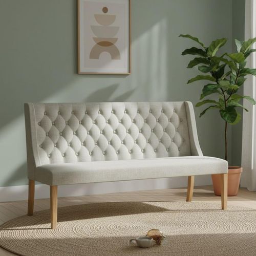 Normandy Sofa - Beige Fabric Button Back