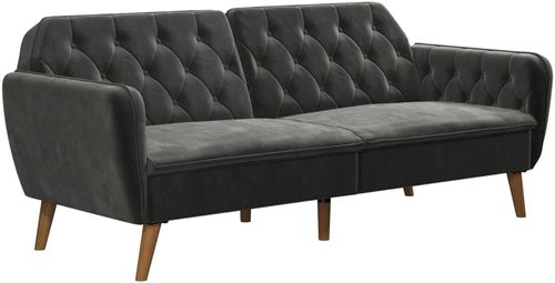 Nowata Tallulah Grey Velvet Futon Sofa Bed - 2144479NUK
