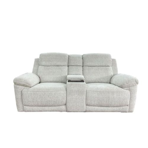 Owen Electric Recliner Sofa - Cream Fabric - 2 Seater - Console