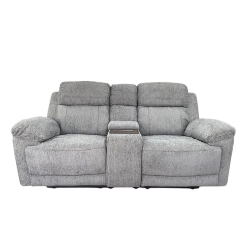 Owen Electric Recliner Sofa - Grey Fabric - 2 Seater - Console