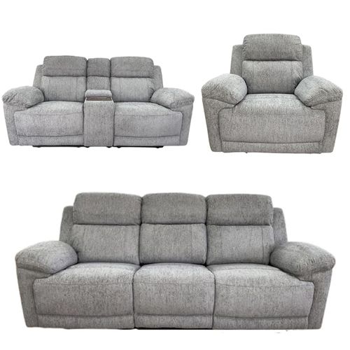 Owen Electric Recliner Sofa Set - Grey Fabric - 3+2+1 Seater