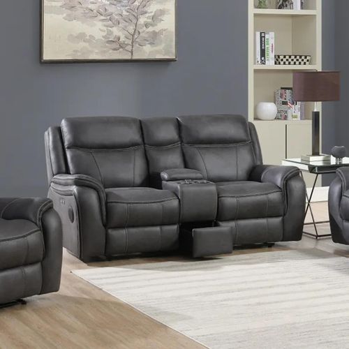 Phoenix Power Recliner Sofa - Charcoal Leather - 2 Seater