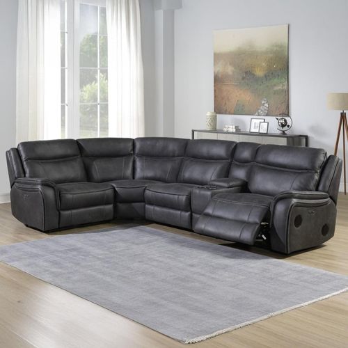 Phoenix Power Recliner Corner Sofa - Charcoal Leather