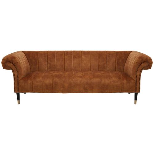 Siena Sofa - 3 Seater - Chesterfield - Brown Velvet Fabric