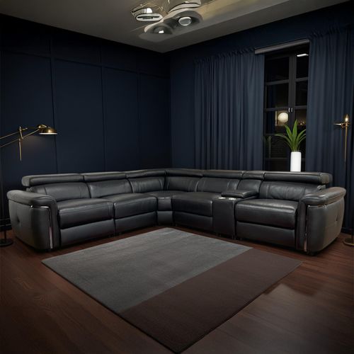 Somerville Electric Recliner Corner Sofa - Black Leather