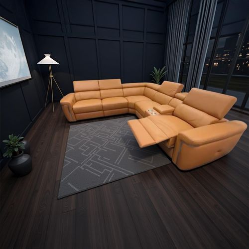 Somerville Electric Recliner Corner Sofa - Tan Leather