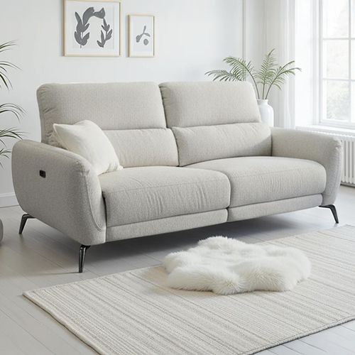 Sorrento Electric Recliner Sofa - Beige Fabric - 3 Seater