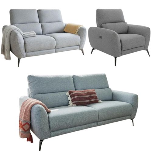 Sorrento Electric Recliner Sofa Set - Grey Fabric - 3+2+1 Seater
