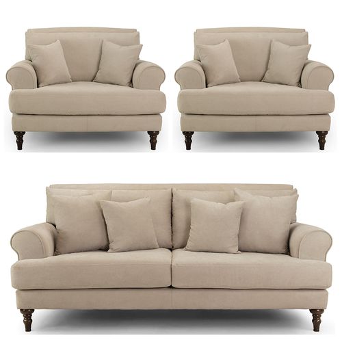 Summer Sofa Set - Beige Fabric - 3+1+1 Seater
