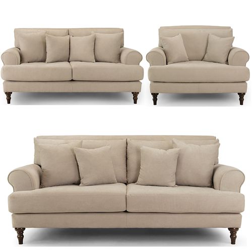 Summer Sofa Set - Beige Fabric - 3+2+1 Seater