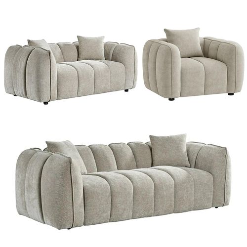 Venice Sofa Set - Beige Fabric - 3+2+1 Seater