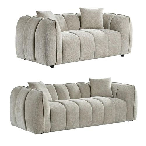 Venice Sofa Set - Beige Fabric - 3+2 Seater
