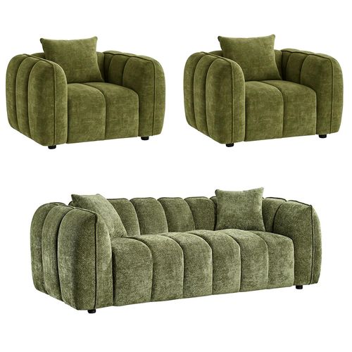 Venice Sofa Set - Green Fabric - 3+1+1 Seater