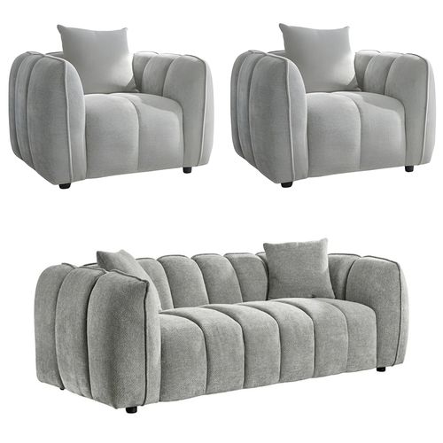 Venice Sofa Set - Grey Fabric - 3+1+1 Seater