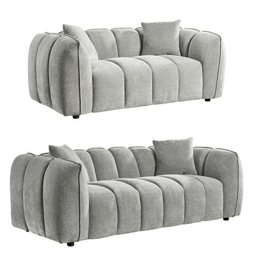 Venice Sofa Set - Grey Fabric - 3+2 Seater