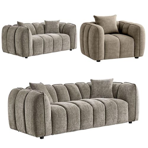 Venice Sofa Set - Mocha Fabric - 3+2+1 Seater