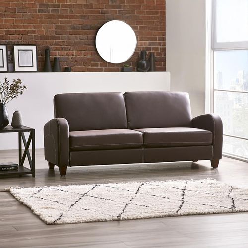 Vivo Brown Faux Leather Sofa - 3 Seater